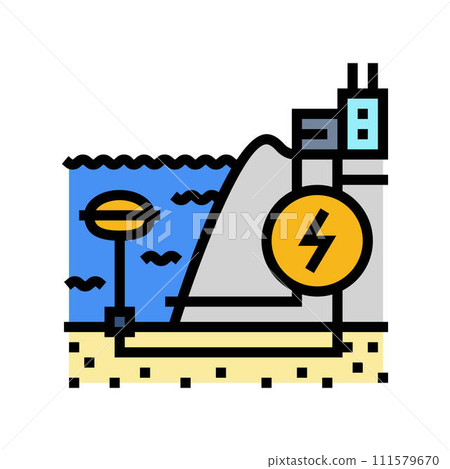 wave energy farm tidal power color icon vector illustration 111579670