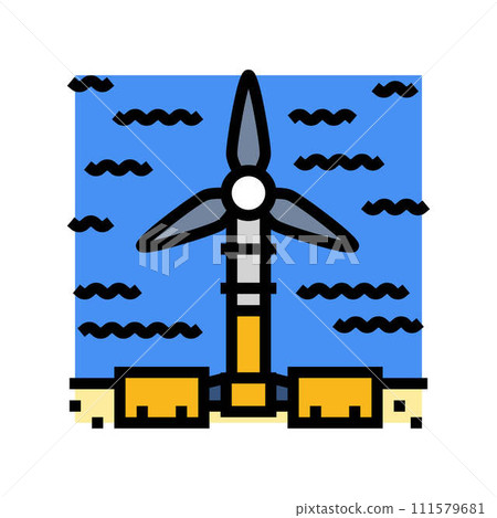 underwater turbine color icon vector illustration 111579681
