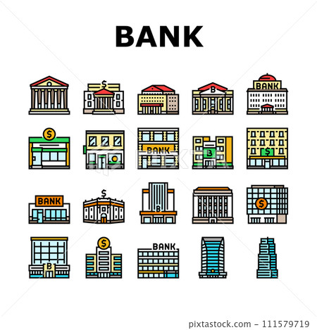 bank building money business icons set vector bank building money business icons set vector 111579719