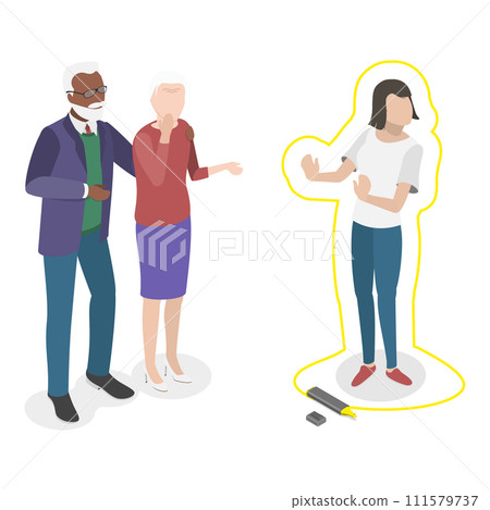 3D Isometric Flat Vector Illustration of Invisible Boundary. Item 4 111579737