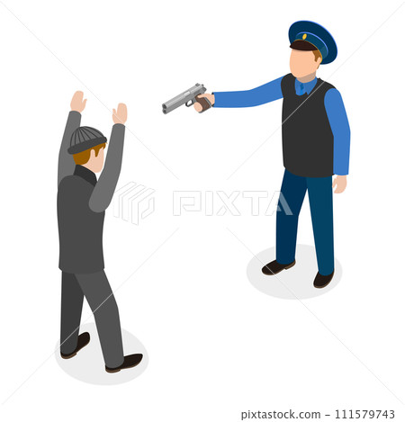 3D Isometric Flat Vector Illustration of Police Patrol. Item 1 111579743