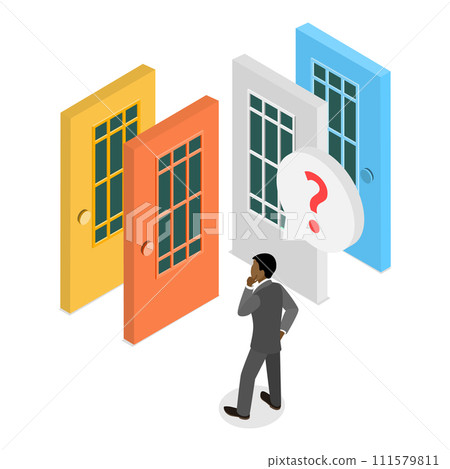 3D Isometric Flat Vector Illustration of Choosing From Multiple Directions. Item 2 3D Isometric Flat Vector Illustration of Choosing From Multiple Directions. Item 2 111579811