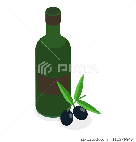 3D Isometric Flat Vector Set of Oil Bottles. Item 4 111579849