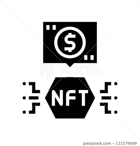 nfts non fungible tokens glyph icon vector illustration 111579899