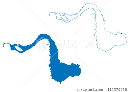Colina Lake (Mexico, United Mexican States) map vector illustration, scribble sketch Reservoir Presa Lago Colina Dam map 111579956