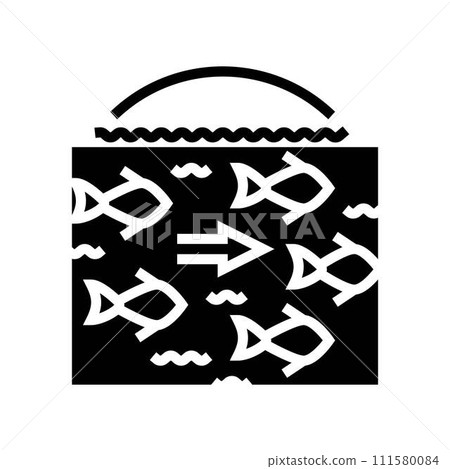 fish migration hydroelectric power glyph icon vector illustration 111580084