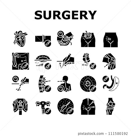surgery doctor surgeon hospital icons set vector surgery doctor surgeon hospital icons set vector 111580192