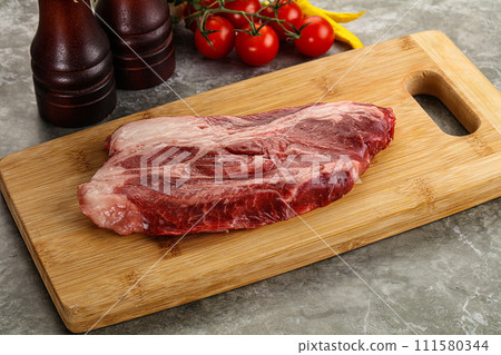 Raw beef chuck roll steak Raw beef chuck roll steak 111580344