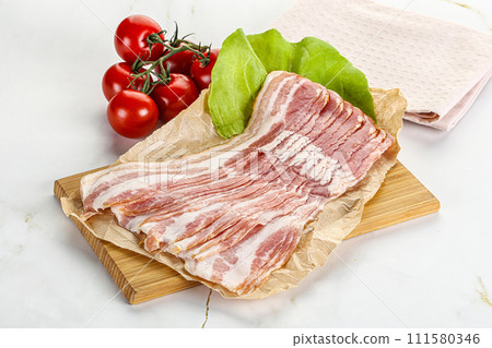 Sliced pork bacon oved board Sliced pork bacon oved board 111580346