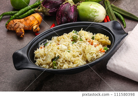 Indian vegetarian pilao basmati rice Indian vegetarian pilao basmati rice 111580398