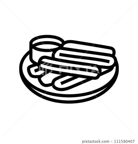 churros dessert spanish cuisine line icon vector illustration 111580407
