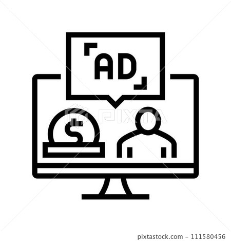 sponsored content line icon vector illustration 111580456