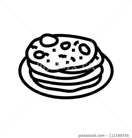 naan bread indian cuisine line icon vector illustration 111580556