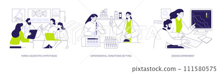 Theoretical phase of medical research abstract concept vector illustrations. 111580575