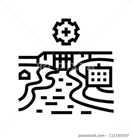 hydro infrastructure hydroelectric power line icon vector illustration hydro infrastructure hydroelectric power line icon vector illustration 111580597