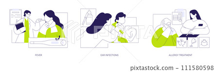 Family doctor patients complaints abstract concept vector illustrations. 111580598