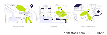 Residential building utilities installation abstract concept vector illustrations. Residential building utilities installation abstract concept vector illustrations. 111580654