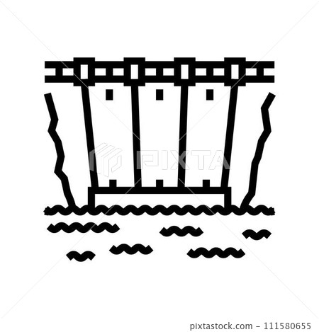 dam structure hydroelectric power line icon vector illustration dam structure hydroelectric power line icon vector illustration 111580655