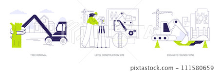 Excavation works at construction site abstract concept vector illustrations. Excavation works at construction site abstract concept vector illustrations. 111580659