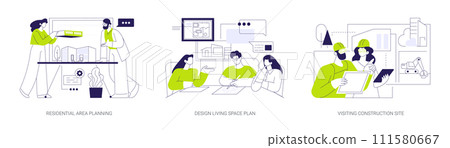 Private house building abstract concept vector illustrations. 111580667