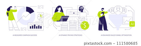 Marketing and Advertising with AI abstract concept vector illustrations. 111580685