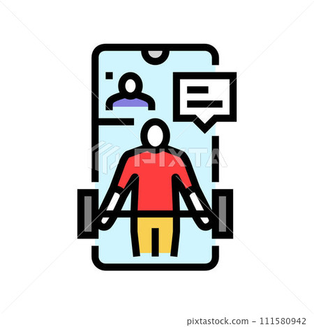 remote fitness coaching color icon vector illustration 111580942