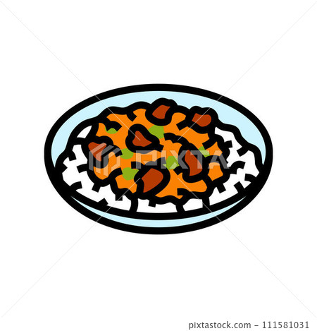 curry dish indian cuisine color icon vector illustration 111581031