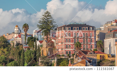 Jardim do Torel timelapse with views to the city center of Lisbon during evening. Portugal Jardim do Torel timelapse with views to the city center of Lisbon during evening. Portugal 111581087