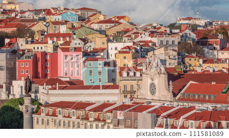 Colorful houses and residential buildings timelapse in Arroios district Lisbon, capital city of Portugal. Colorful houses and residential buildings timelapse in Arroios district Lisbon, capital city of Portugal. 111581089