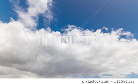 Blue sky with white cloud closeup motion panoramic timelapse. 111581152