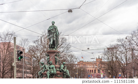 Maxmonument, Monument of Maximilian II of Bavaria timelapse, Maximilianstrasse street, Munich, Bavaria, Germany, Europe 111581186