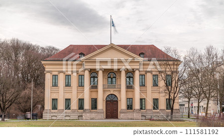 The Prinz Carl Palais in Munich is a mansion built in the style of early Neoclassicism timelapse. Germany 111581192