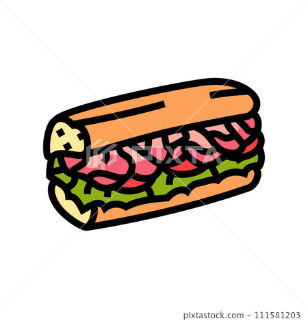 sandwich fast food color icon vector illustration sandwich fast food color icon vector illustration 111581203