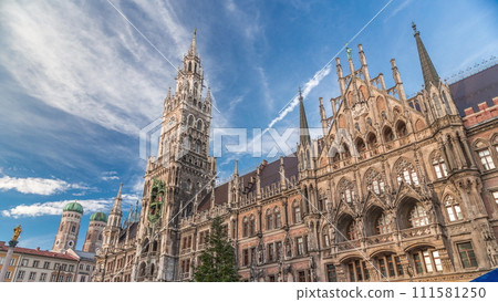 Marienplazt Old Town Square with the New Town Hall timelapse. Bavaria, Germany 111581250