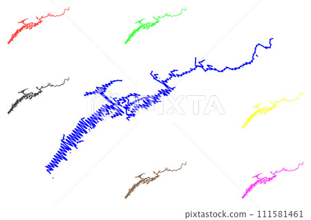 Lake Cherokee Reservoir (United States of America, North America, us, usa, Tennessee) map vector illustration, scribble sketch Cherokee Dam map 111581461
