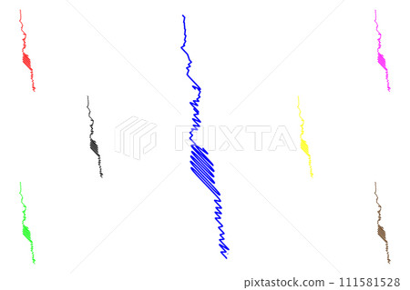 Lake Mohave Reservoir (United States of America, North America, us, usa, Nevada and Arizona) map vector illustration, scribble sketch Davis Dam map 111581528