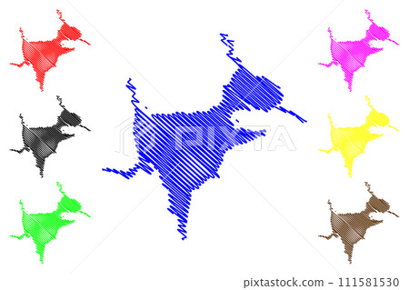 Lake of North (Canada, United States, North America, us) map vector illustration, scribble sketch North Lake map 111581530