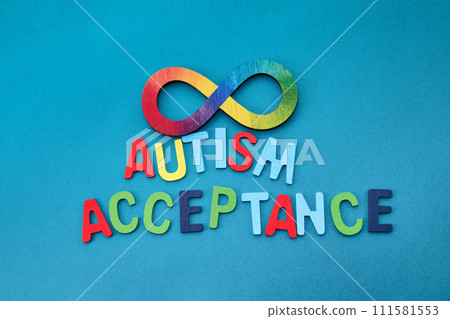 Autism acceptance month. Infinity symbol of autism. Accepting autistic people. 111581553