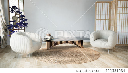 Purple japan interior style has a armchair sofa on living room minimal Purple japan interior style has a armchair sofa on living room minimal 111581684