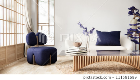 Purple japan interior style has a armchair sofa on living room minimal Purple japan interior style has a armchair sofa on living room minimal 111581689