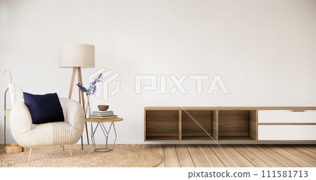 Purple japan interior style has a armchair sofa on living room minimal 111581713