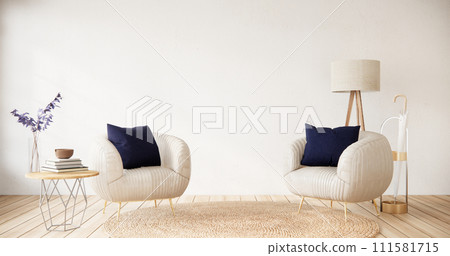 Purple japan interior style has a armchair sofa on living room minimal 111581715