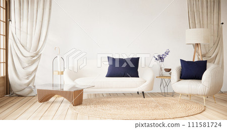 Purple japan interior style has a armchair sofa on living room minimal 111581724