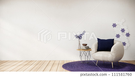 Purple japan interior style has a armchair sofa on living room minimal 111581760