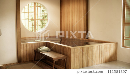 Wooden Japan bathroom modern Onsen minimal style 111581897