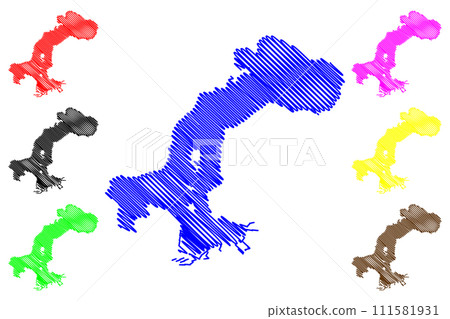 Lake Patzcuaro (United Mexican States, Mexico, central america) map vector illustration, scribble sketch Lago de Patzcuaro map 111581931