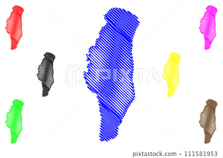 Lake Winnebago (United States of America, North America, us, usa, Wisconsin) map vector illustration, scribble sketch map 111581953