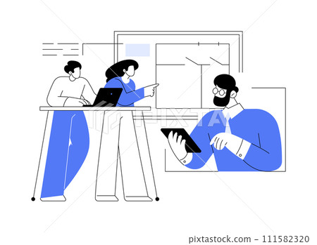 Architectural and engineering isolated cartoon vector illustrations. 111582320
