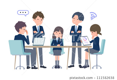 多人開會的商務場景。擔心的場景。 111582638