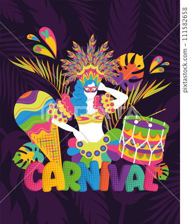 Colored brazilian carnival poster Vector 111582658